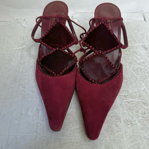 SERGIO ROSSI NEW Velvet Leather Beads Suede Ankle Tie Pointy Toe Pump Heels Shoe - Picture 4 of 15